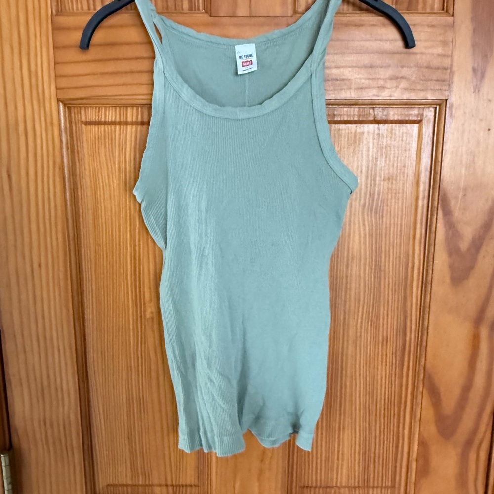 Re-Done Hanes Women's Green Tank Top
